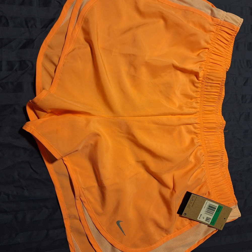 Nike Women's Bright Orange Running Shorts with Mesh Panels